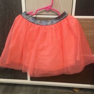 Oshkosh coral pink glitter blk elasticwaist skirt